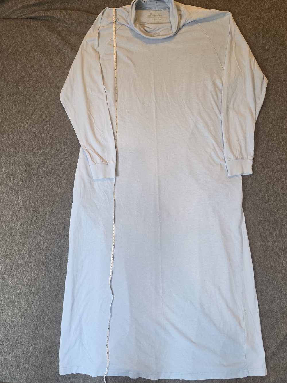 The Vermont Country Store Long-Sleeve Knit Turtleneck Nightgown Medium Blue - Picture 3 of 11